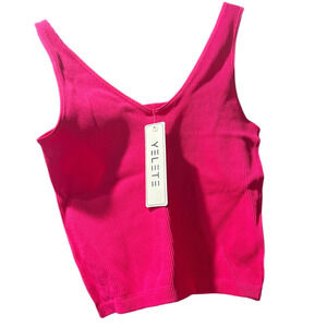 NWT YELETE Women's Pink Ribbed Tank Top